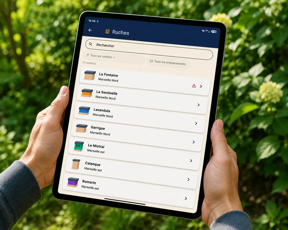 L'application Hexa Bees consultée au rucher sur tablette